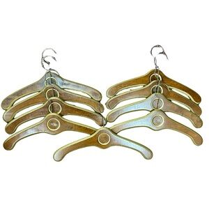Set of 9 Vintage Wooden Suit Hangers with Gold Trim